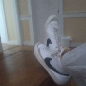 Nike White and Black High-Top Sneakers